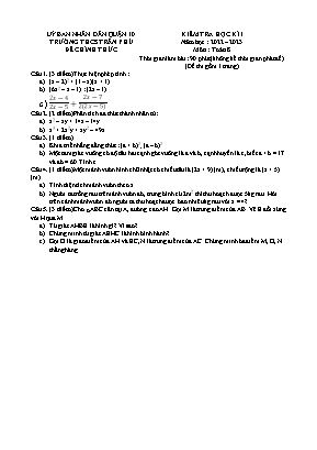 Kiểm tra học kì I môn Toán Lớp 8 - Năm học 2022-2023 - Trường THCS Trần Phú